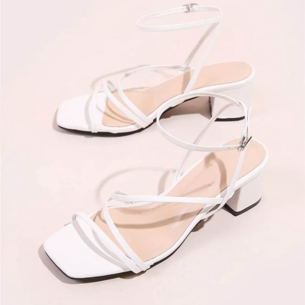 Strappy open toe heel